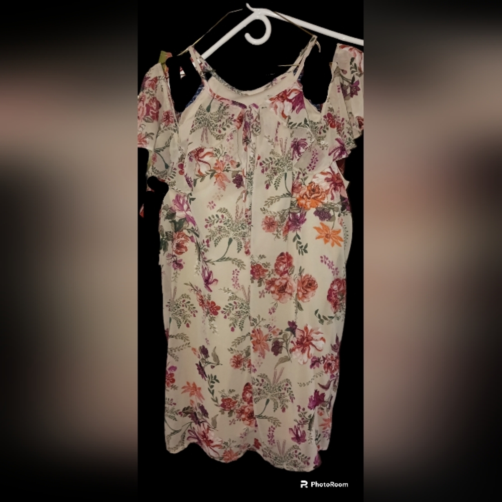 As U Wish cold shoulder floral blouse